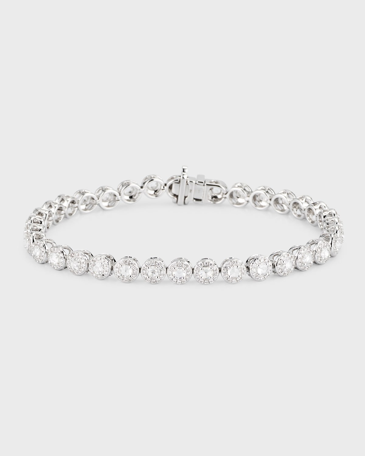 Rose-Cut Diamond Tennis Bracelet in 18K White Gold