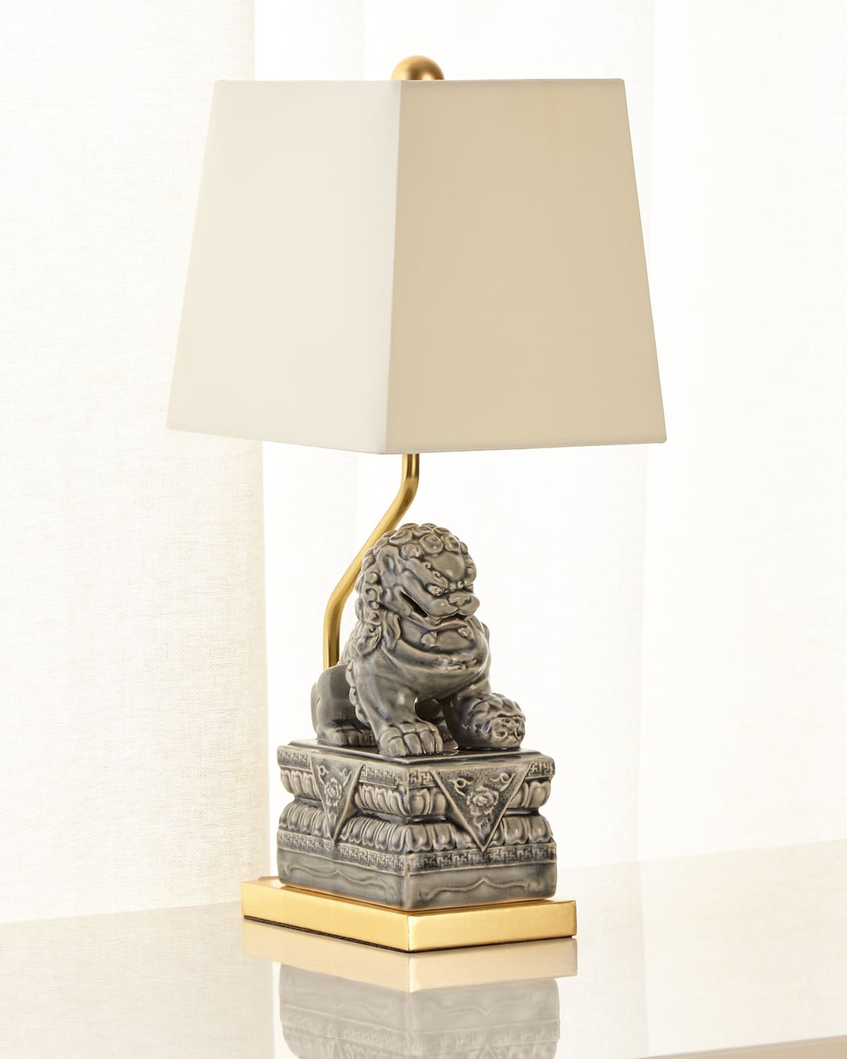 Shop Regina Andrew Foo Dog Ceramic Table Lamp In Gray