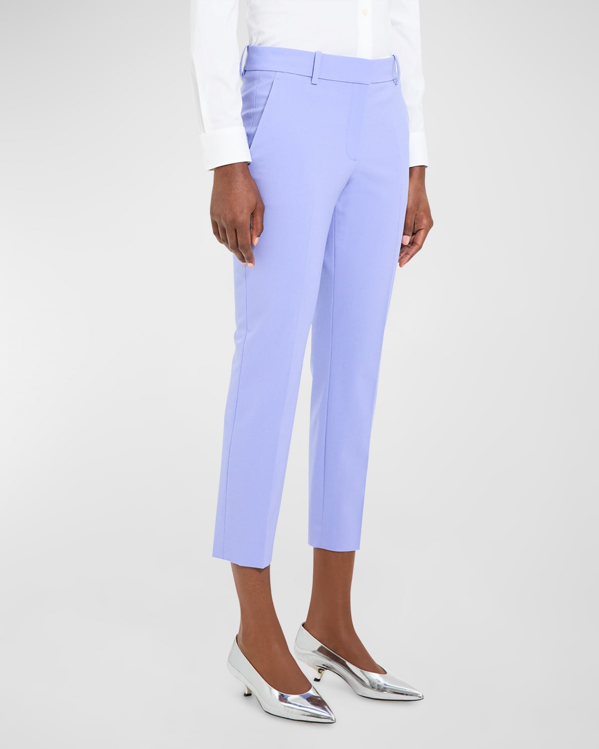 Theory Treeca Wool-blend Cropped Pants In Grotto