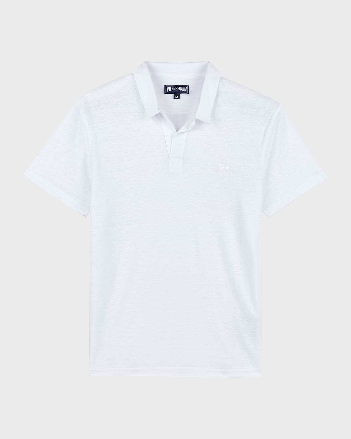 Shop Vilebrequin Men's Pyramid Linen Polo Shirt In White