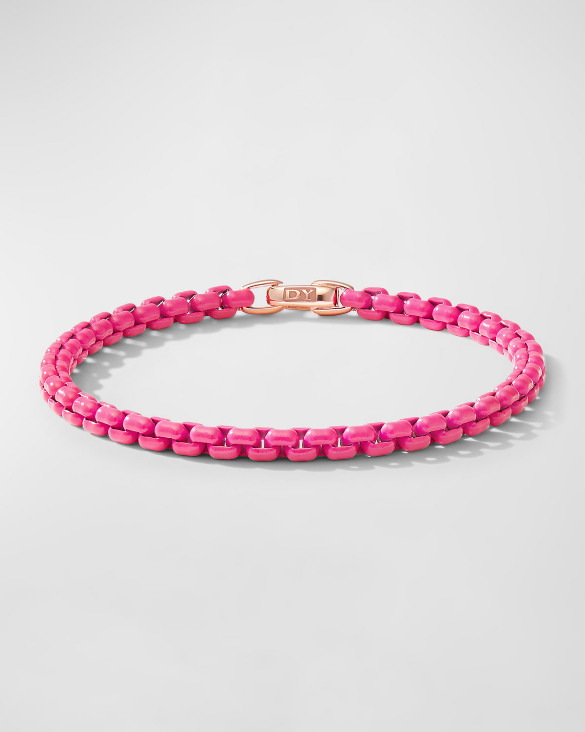 David Yurman Dy Bel Aire Chain Bracelet With 14k Rose Gold, 4mm In Hot Pink