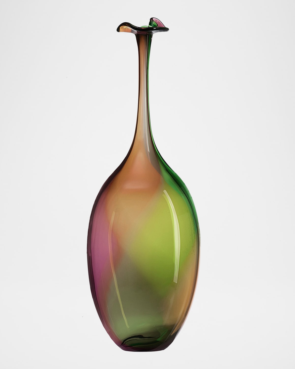 Kosta Boda Large Fidji Vase In Green/rose/amber