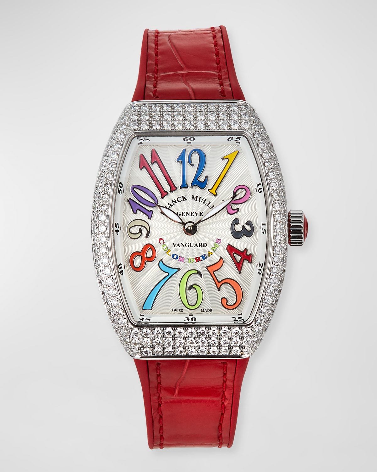 Lady Vanguard Color Dreams Diamond Watch w/ Alligator Strap, Red