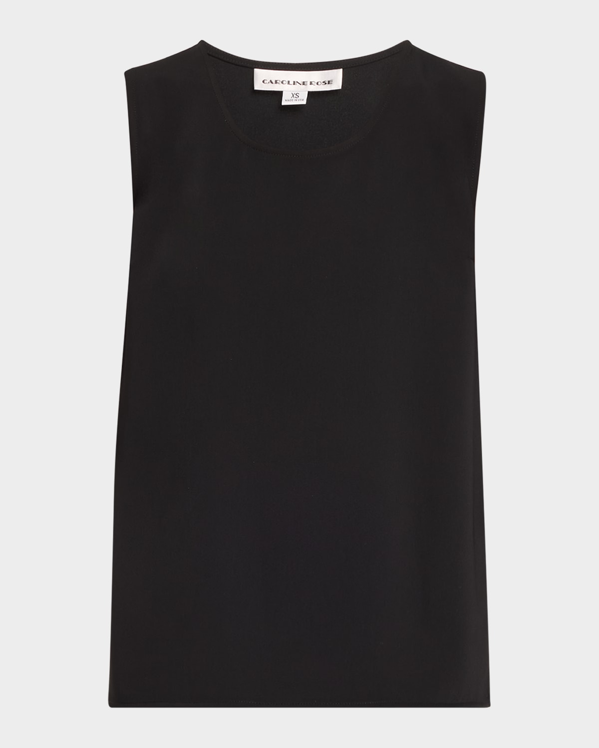 Caroline Rose Plus Size Crepe Suzette Longer Tank With Side Slits In Black