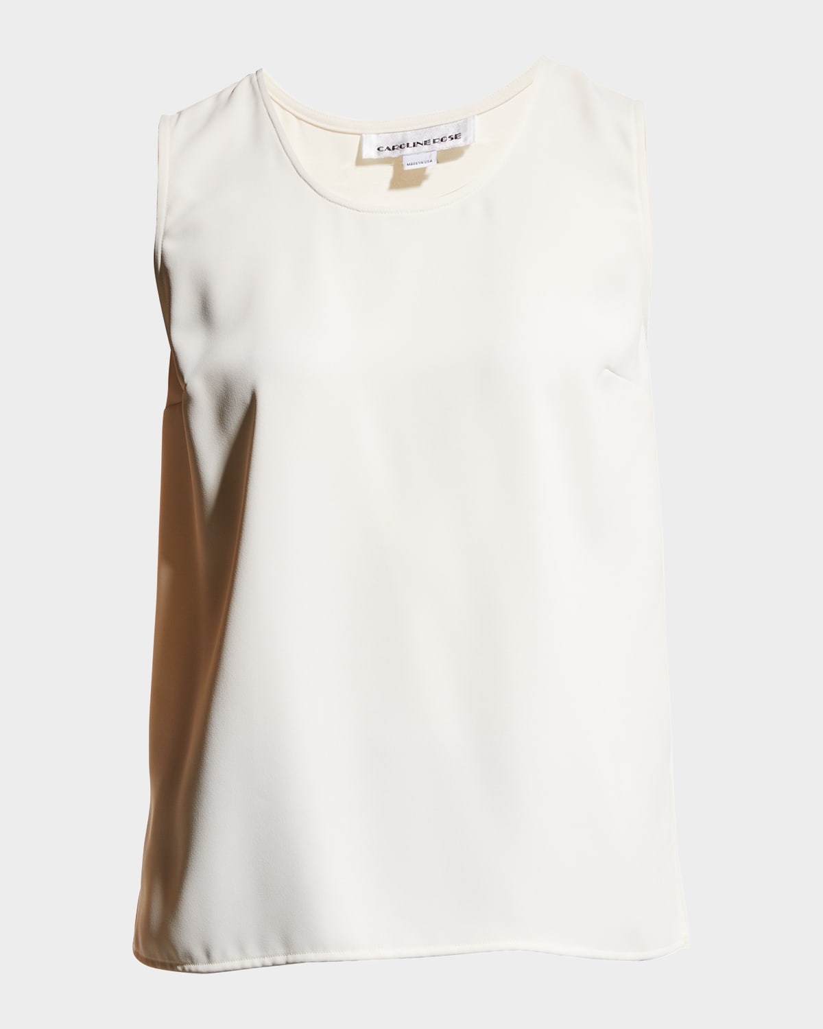 Caroline Rose Crepe Suzette Longer Tank With Side Slits In Ivory