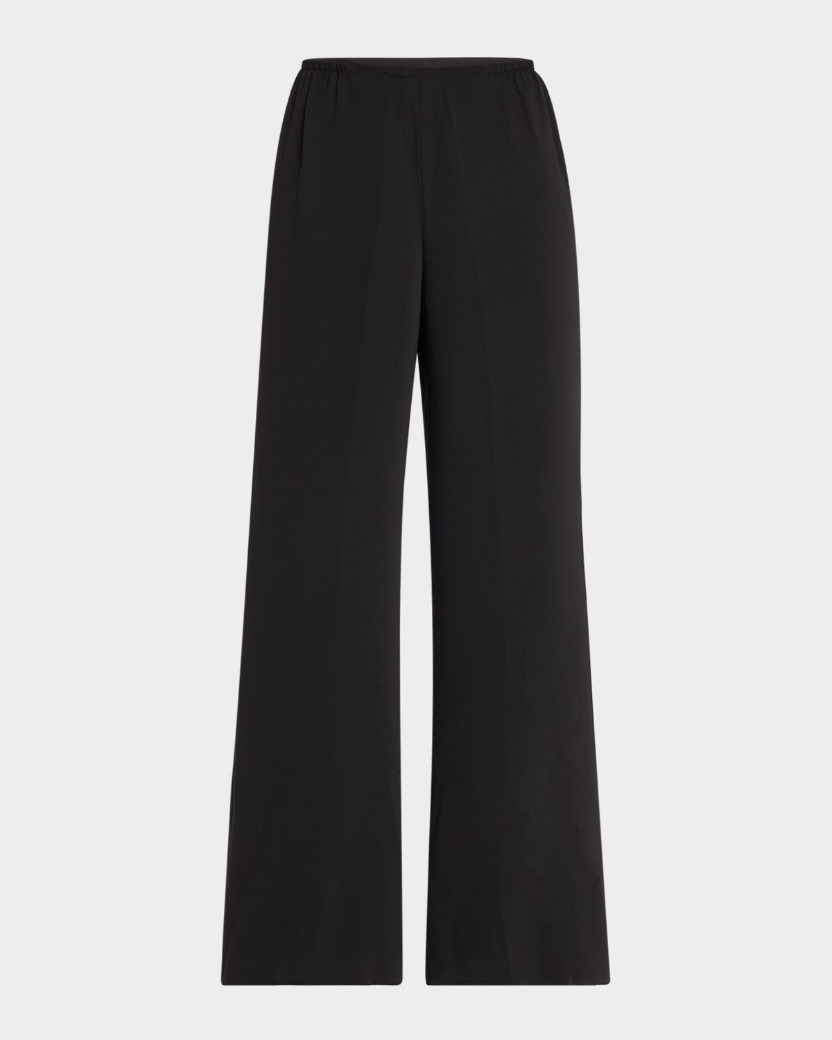 Caroline Rose Crepe Suzette Wide-leg Pull-on Pants In Black