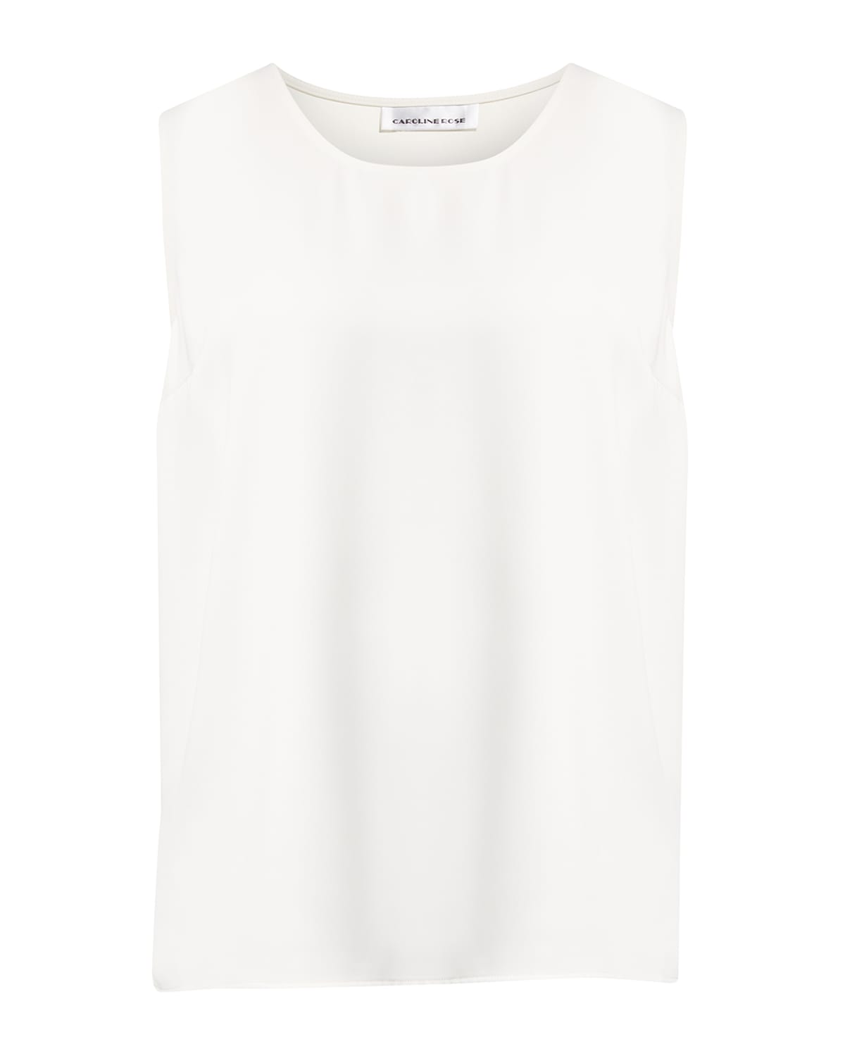 Caroline Rose Plus Size Crepe Suzette Longer Tank With Side Slits In Ivory