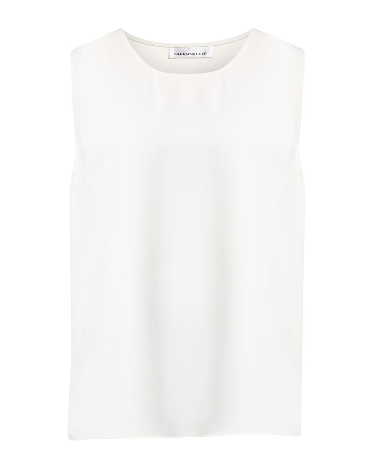 Caroline Rose Plus Plus Size Crepe Suzette Longer Tank With Side Slits In Ivory