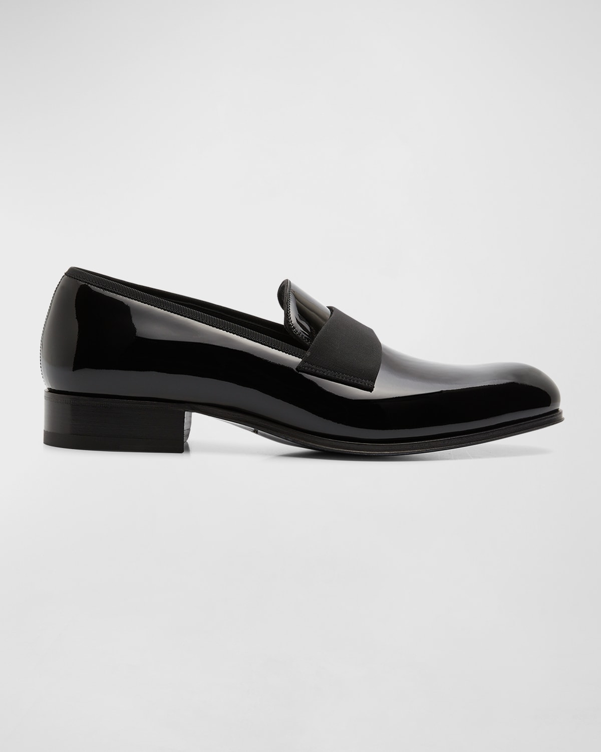 Men's Black Slip on Formal Shoes Grosgrain and Patent Leather Smokers Black Medium 12 by Tuxedos Online