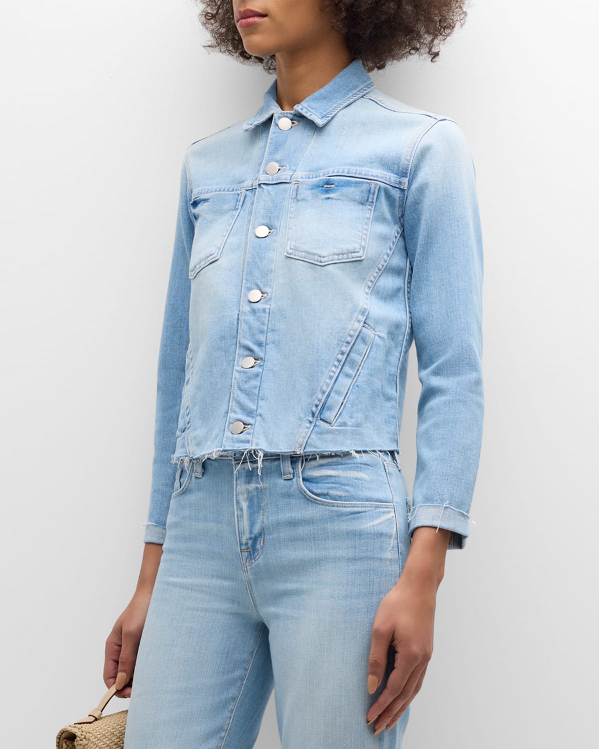 Shop L Agence Janelle Slim Raw-edge Jacket In Olympia
