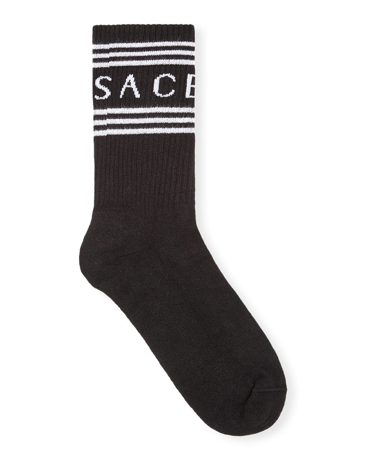 Versace Short Socks W/ Striped Logo Cuff In Black