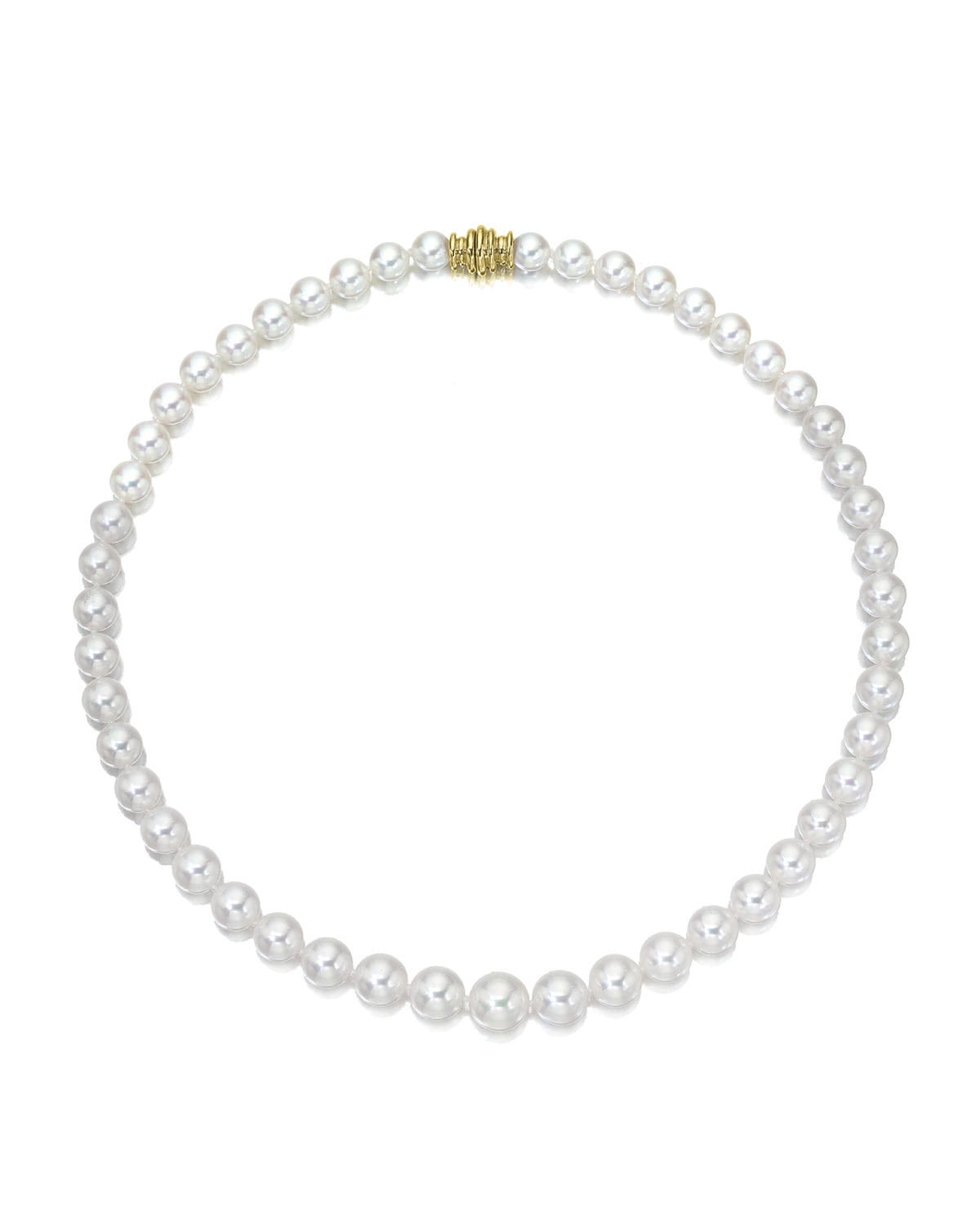 Assael 16" Akoya Cultured Graduated 6.5-9.5mm Pearl Necklace with Yellow Gold Clasp