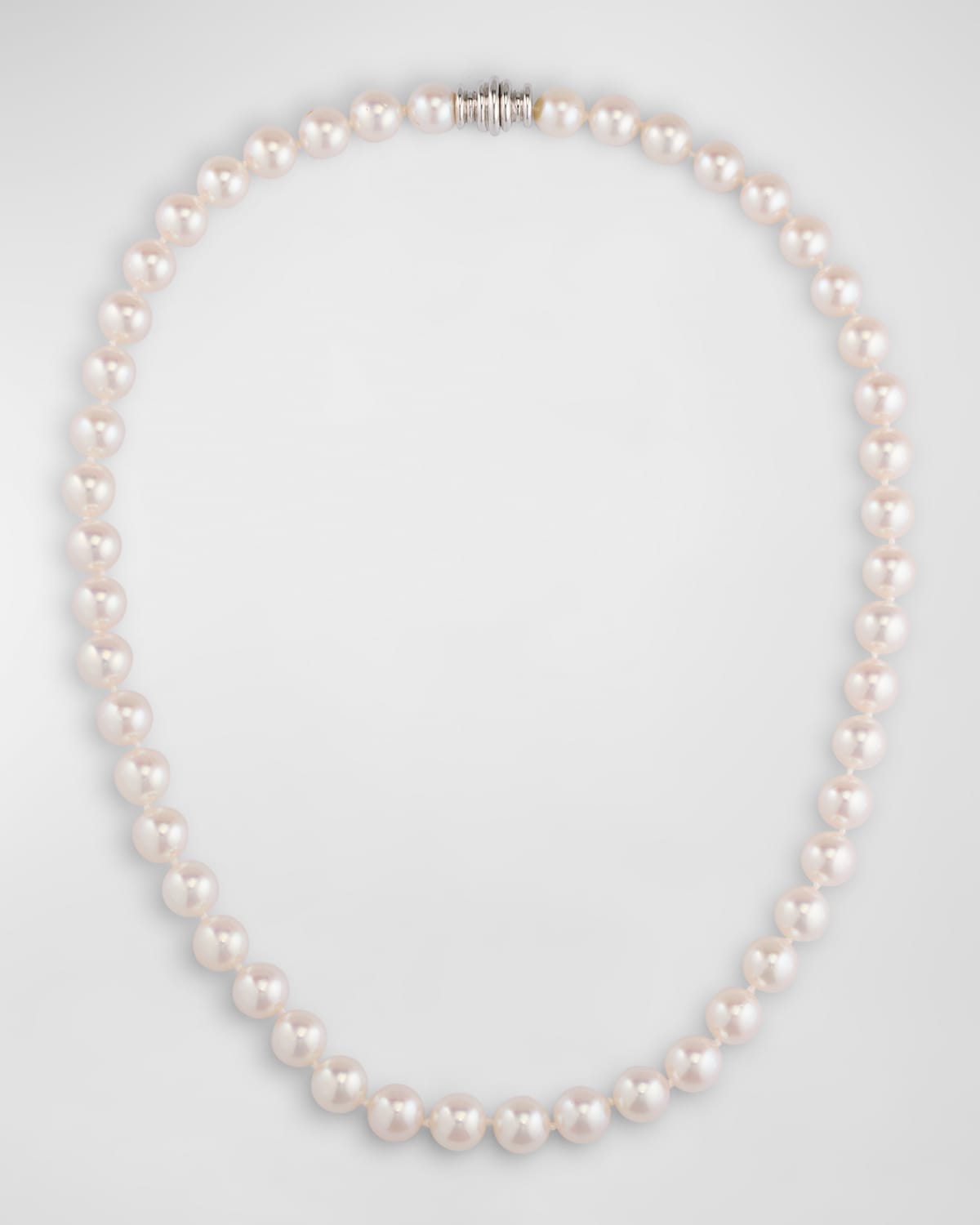 18K White Gold Akoya Cultured Pearl Necklace, 7.5-8mm