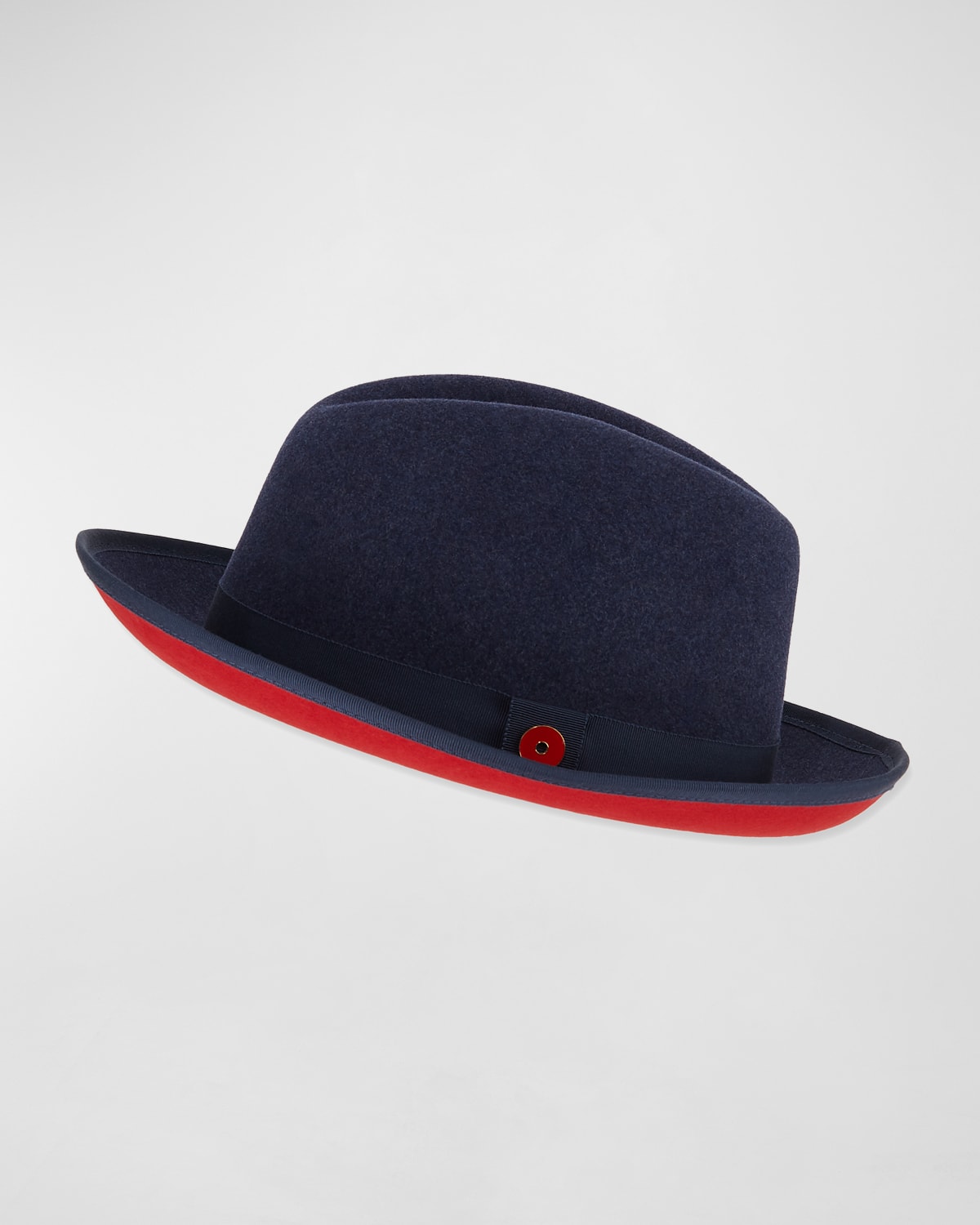 Keith James King Red-Brim Wool Fedora Hat, Blue
