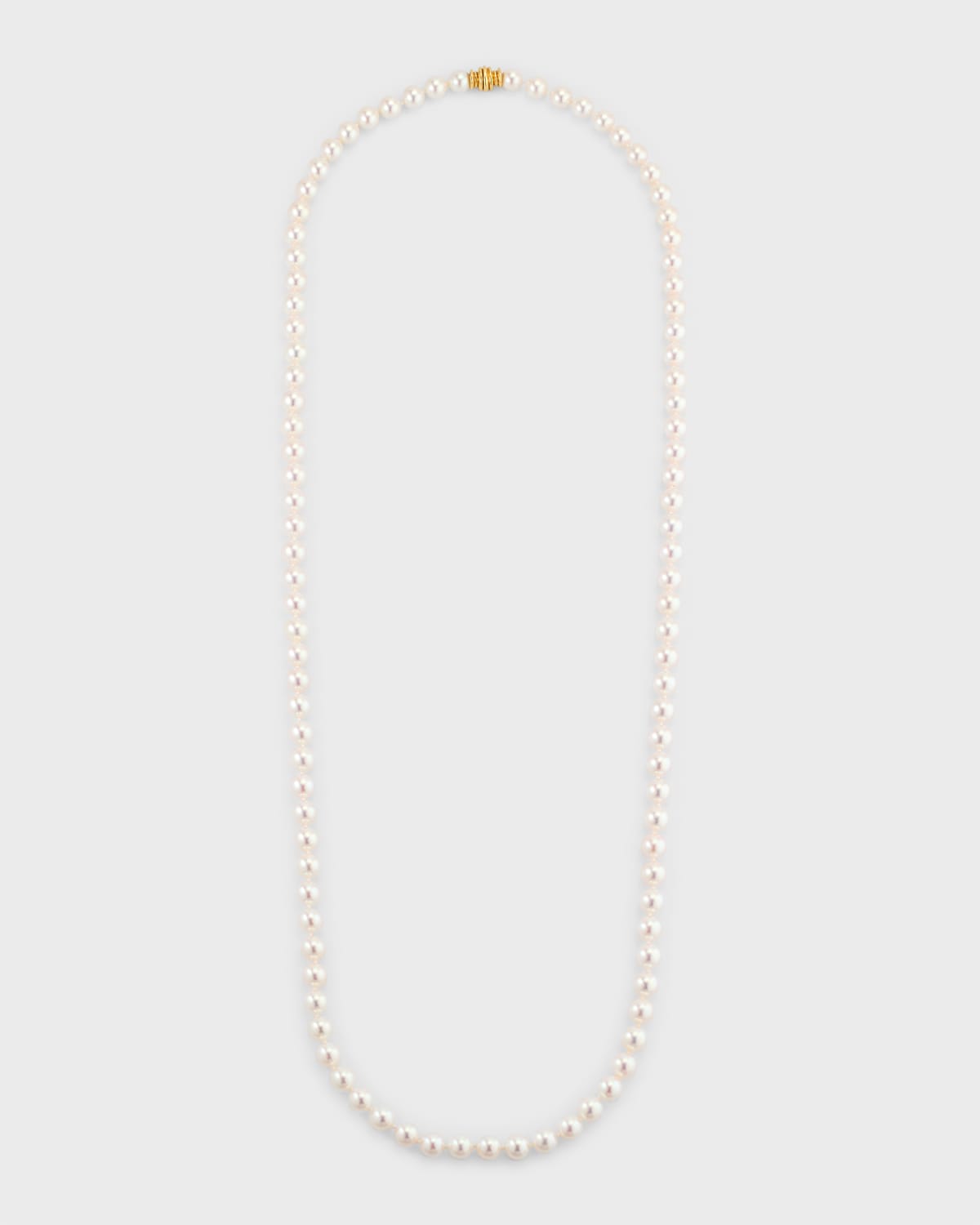 32" Akoya Cultured 8mm Pearl Necklace with Yellow Gold Clasp