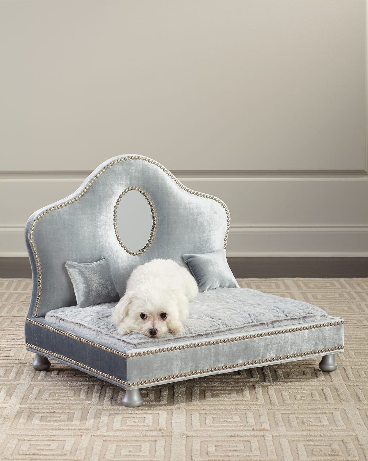 Shop Haute House Lenor Pet Bed With Mirror Trim In Denim