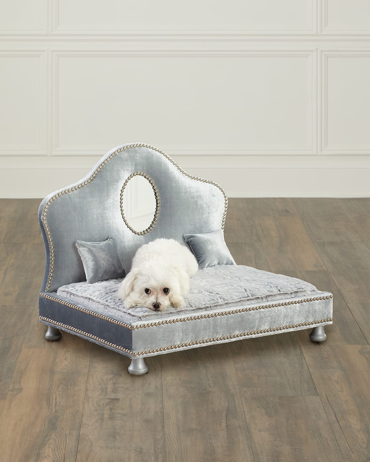 Haute House Lenor Pet Bed With Mirror Trim In Denim