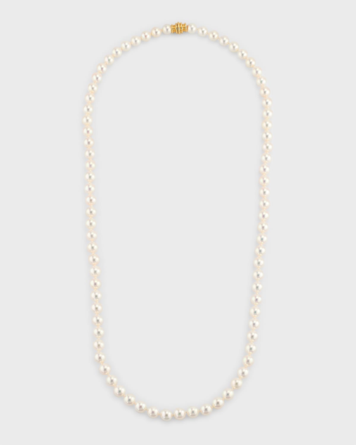 26" Akoya Cultured 8mm Pearl Necklace with Yellow Gold Clasp
