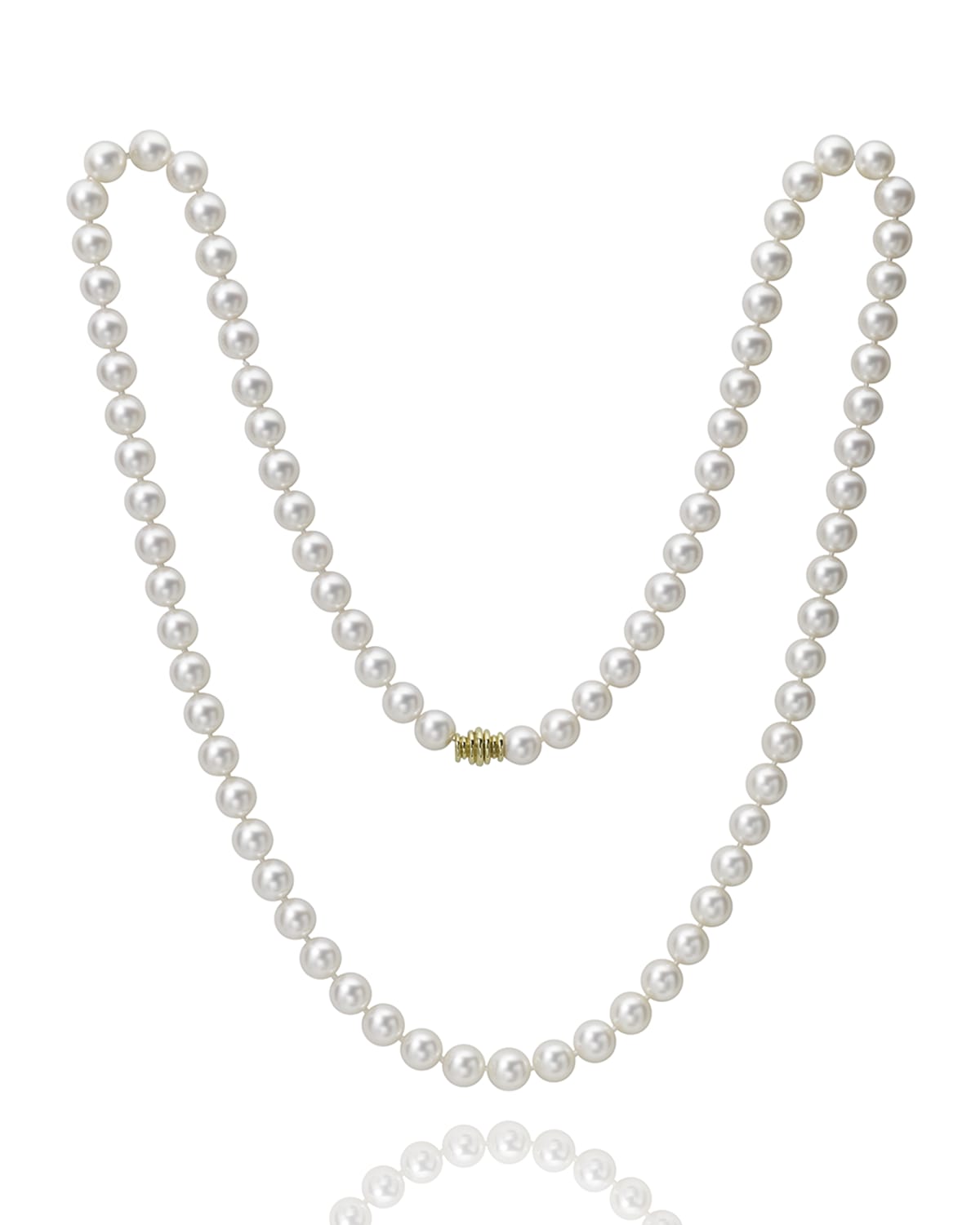 Assael 32" Akoya Cultured 8.5mm Pearl Necklace with Yellow Gold Clasp