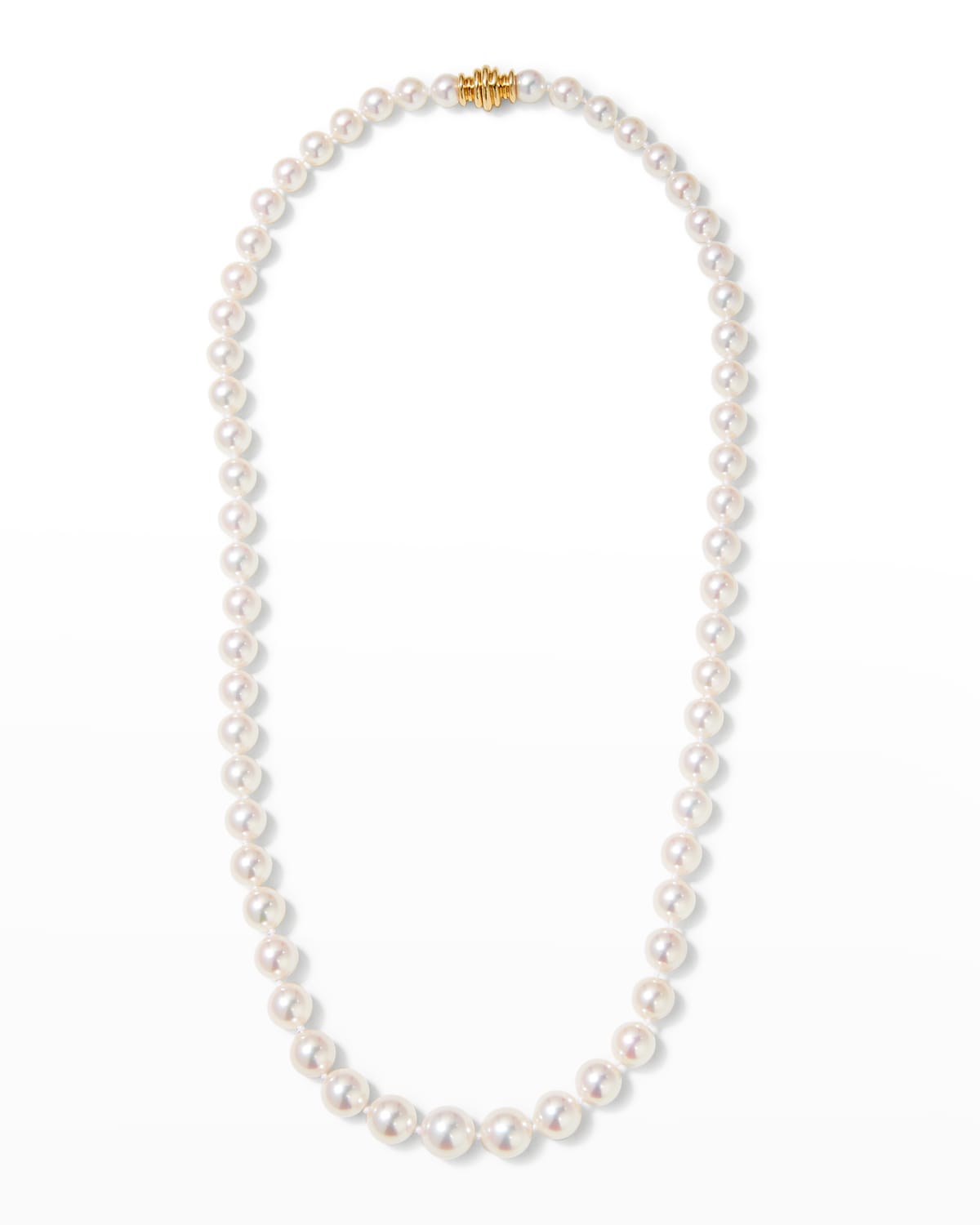 Assael 18" Akoya Cultured Graduated 6.5-9.5mm Pearl Necklace with Yellow Gold Clasp