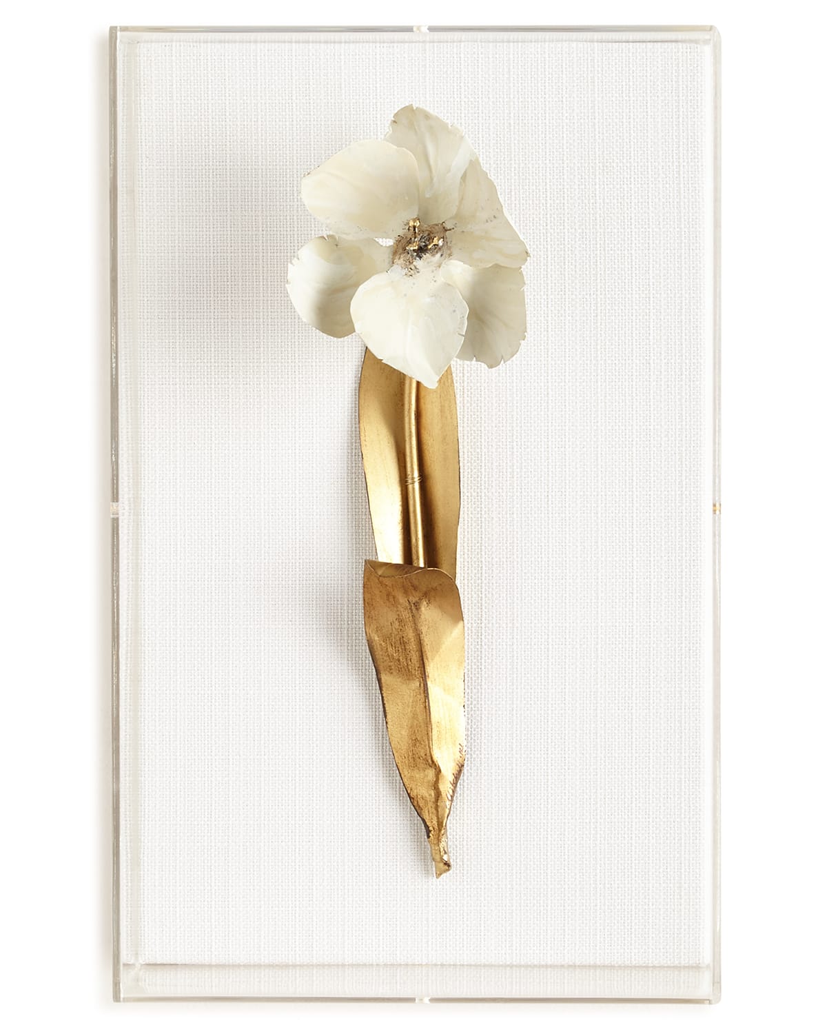 Tommy Mitchell Original Gilded Single Tulip Study On Linen In Gold