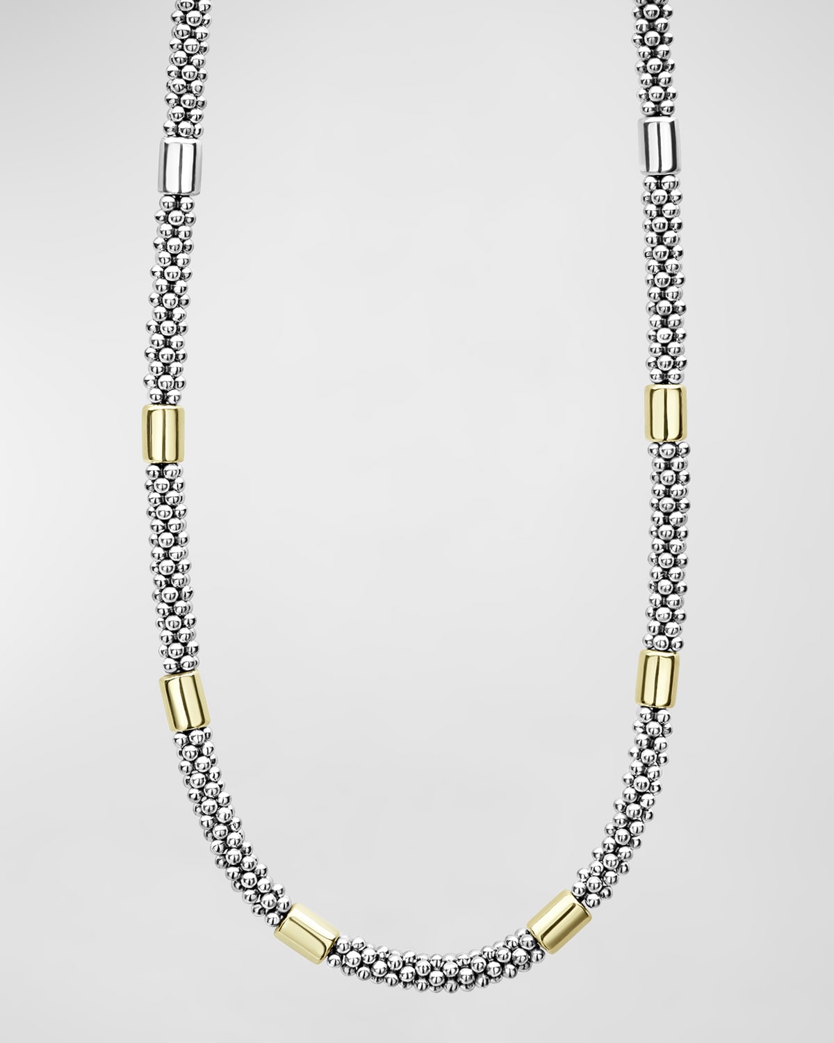 High Bar Caviar Necklace w/ 18k Gold