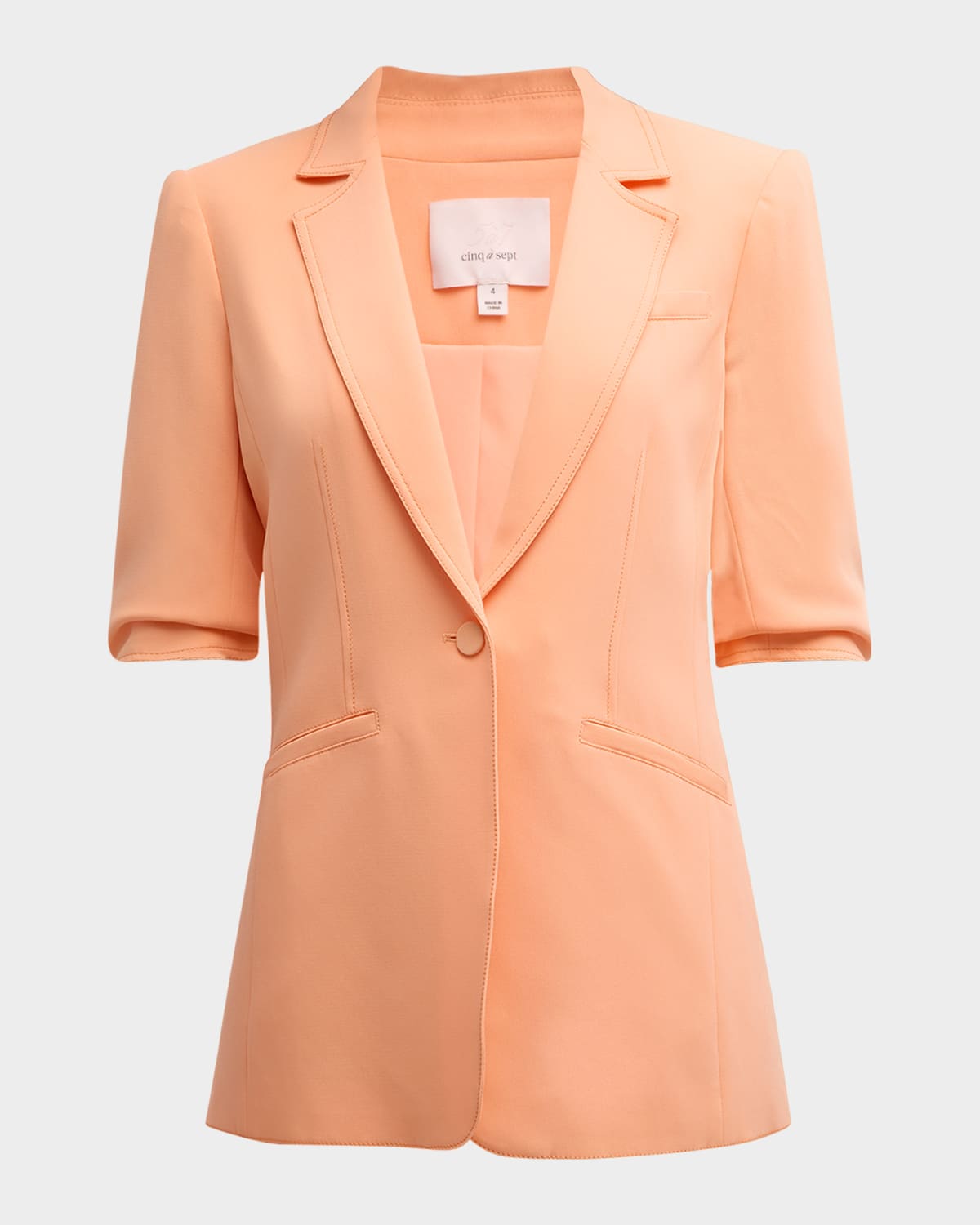 Shop Cinq À Sept Khloe Crepe 3/4-sleeve Blazer In Marmalade