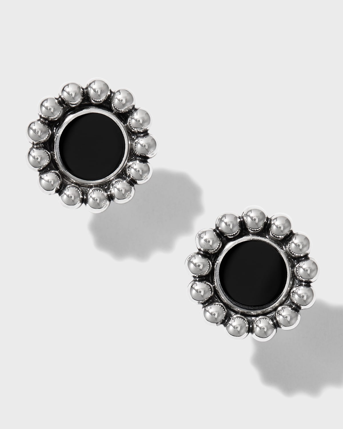 Shop Lagos Maya Round Inlay Stud Earrings In Onyx