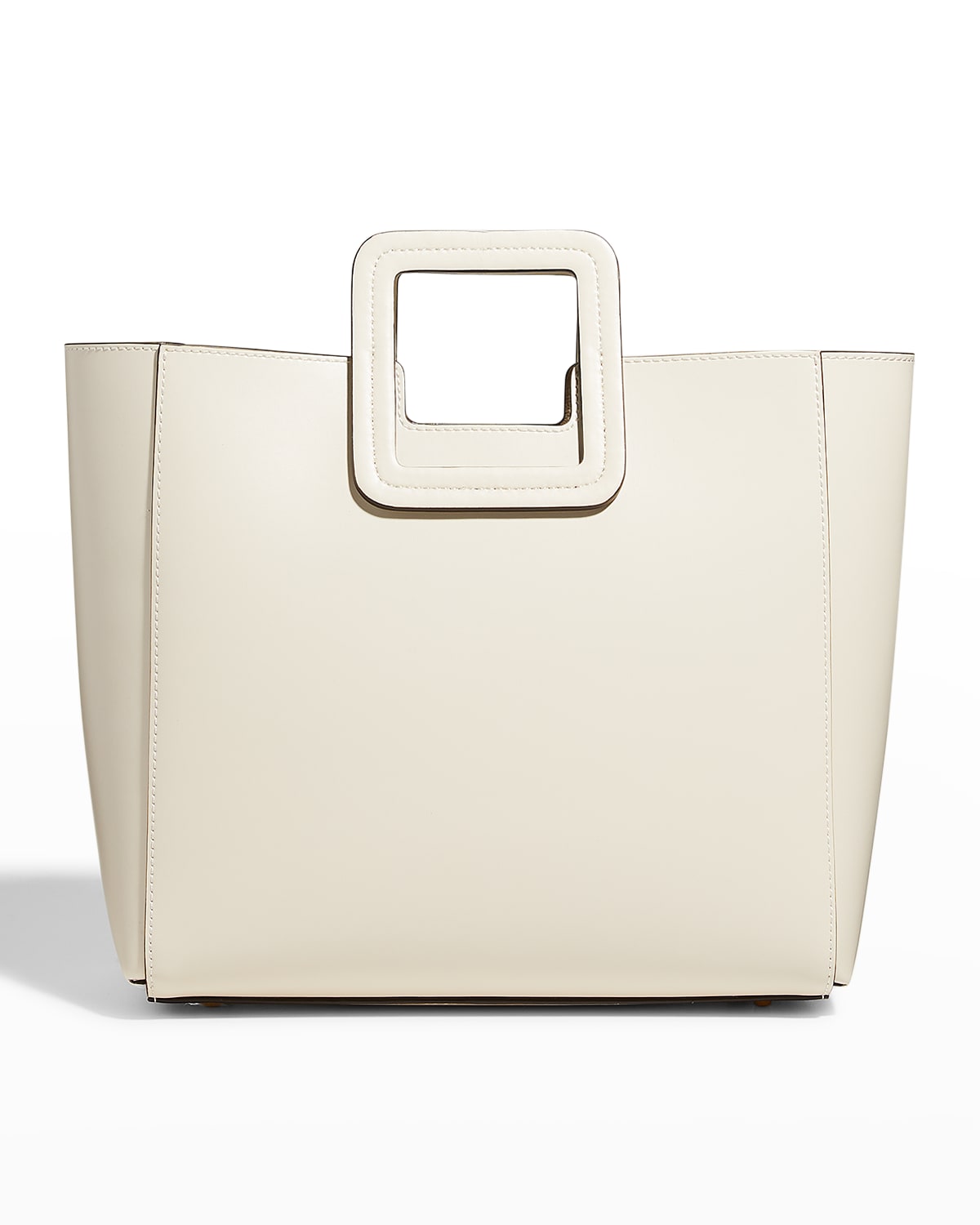 Staud Shirley Two-piece Leather Tote Bag In Cream Contrast