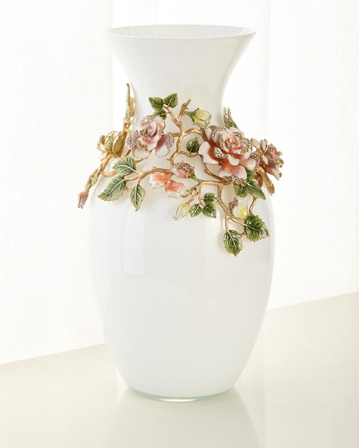 Jay Strongwater Rose Grand Vase In Blue