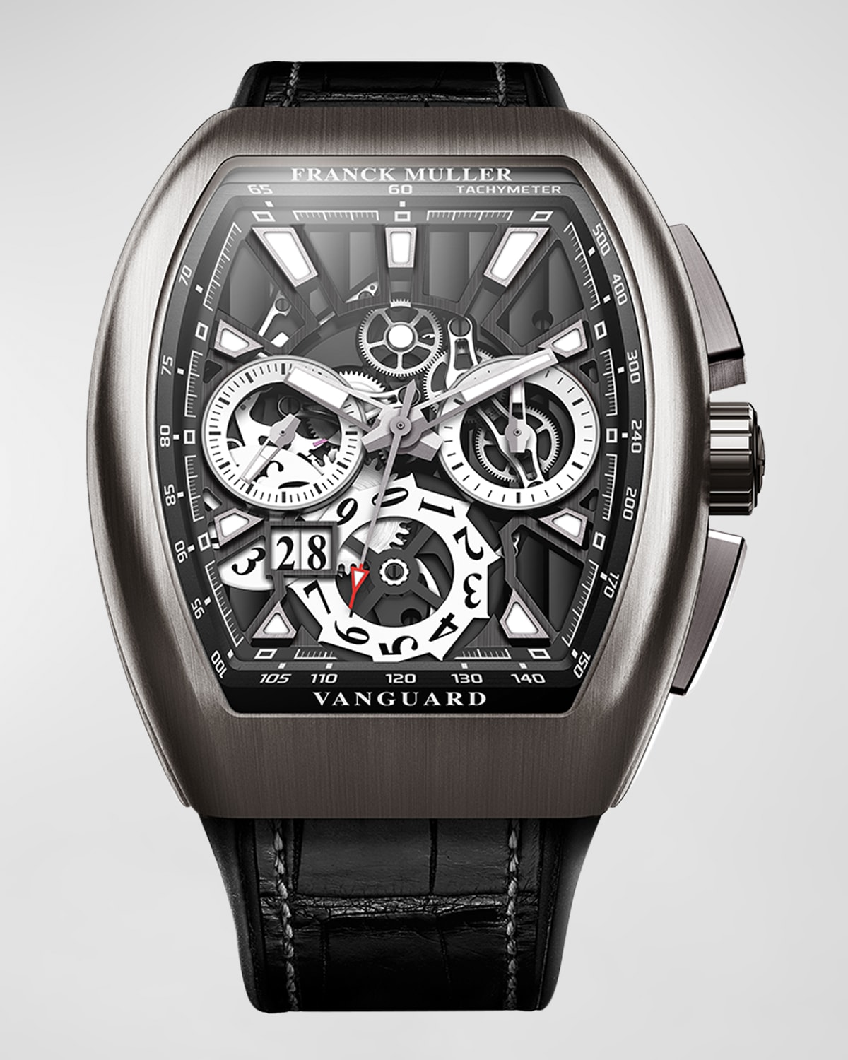 Franck Muller Men's 45mm Titanium Vanguard Chronograph Watch With Skeleton Dial In Black