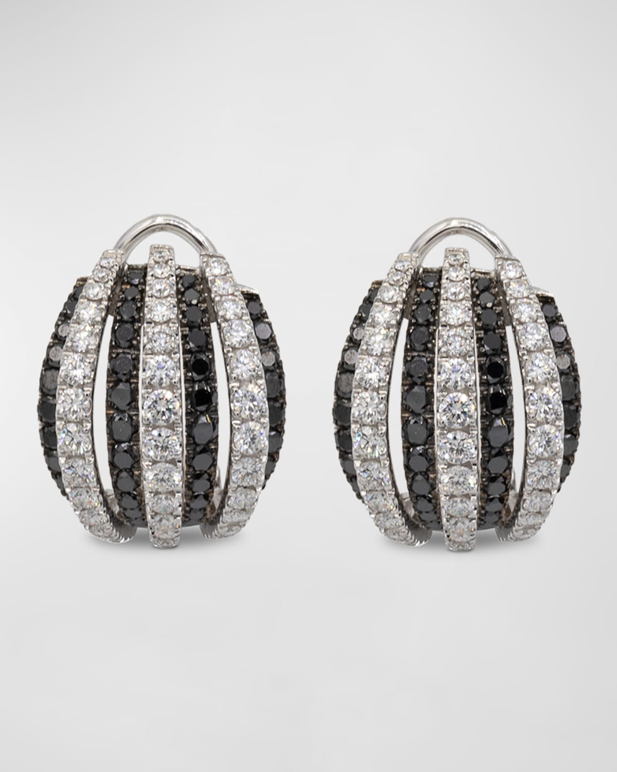 Concerto Dome 18k White Gold Black & White Diamond Earrings