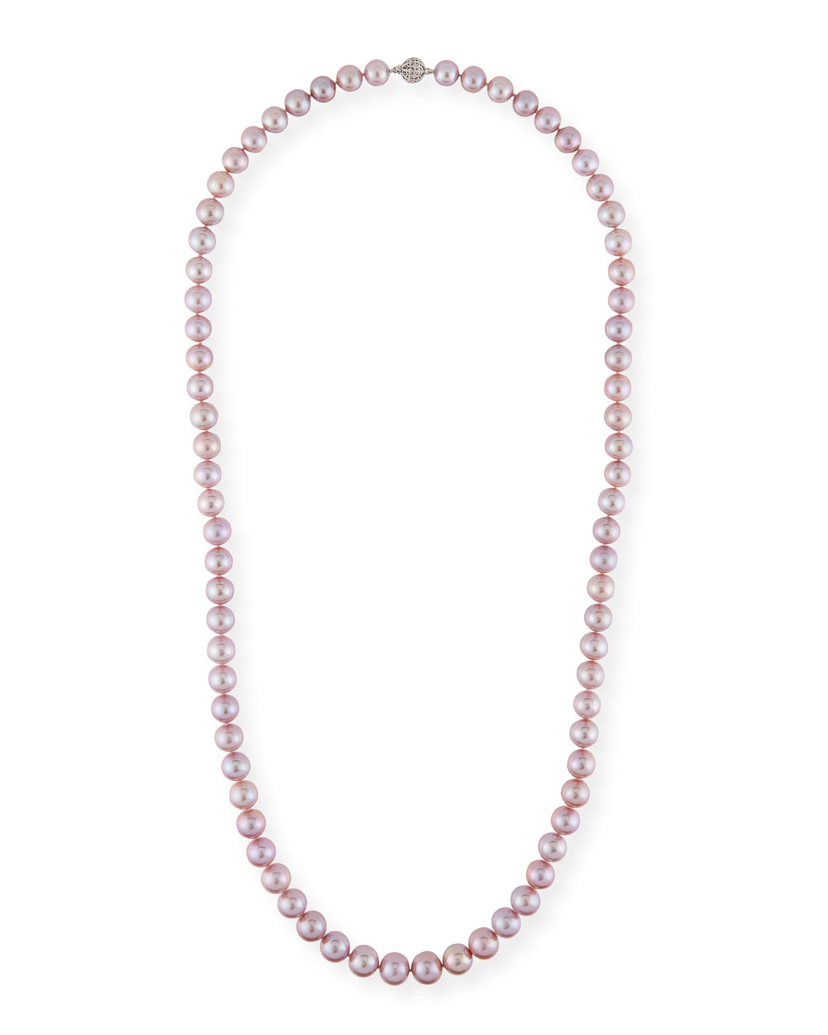 Belpearl Long Kasumiga Pearls Necklace w/ 18k White Gold, Pink