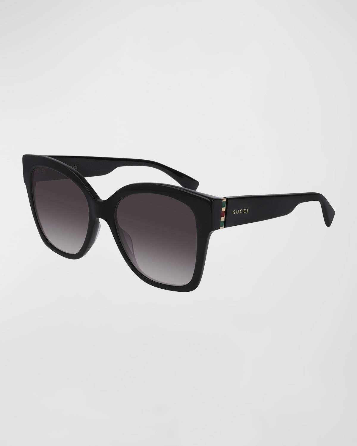Shop Gucci Square Acetate Sunglasses In Black / Gray