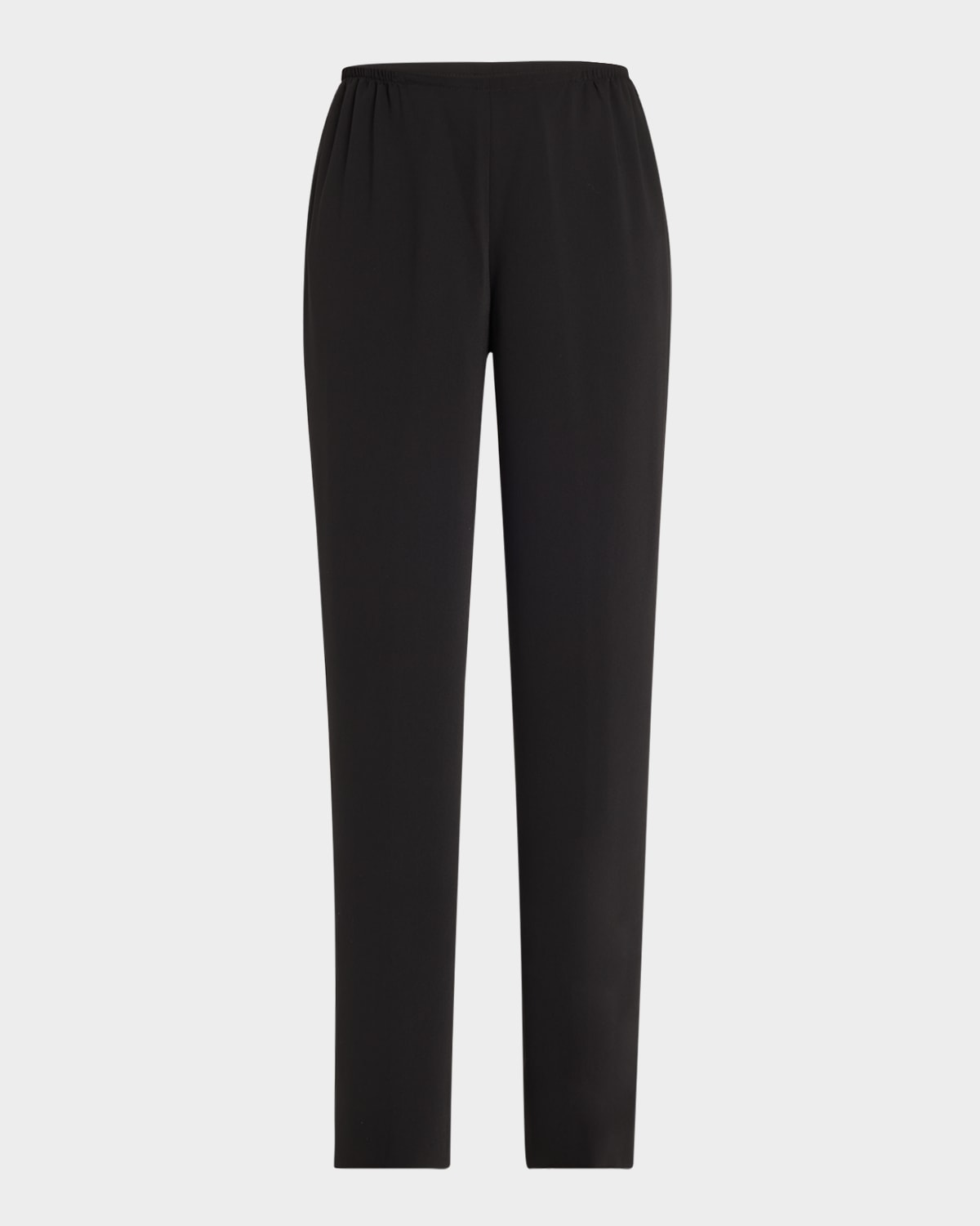 Caroline Rose Petite Suzette Crepe Straight-leg Pants In Black