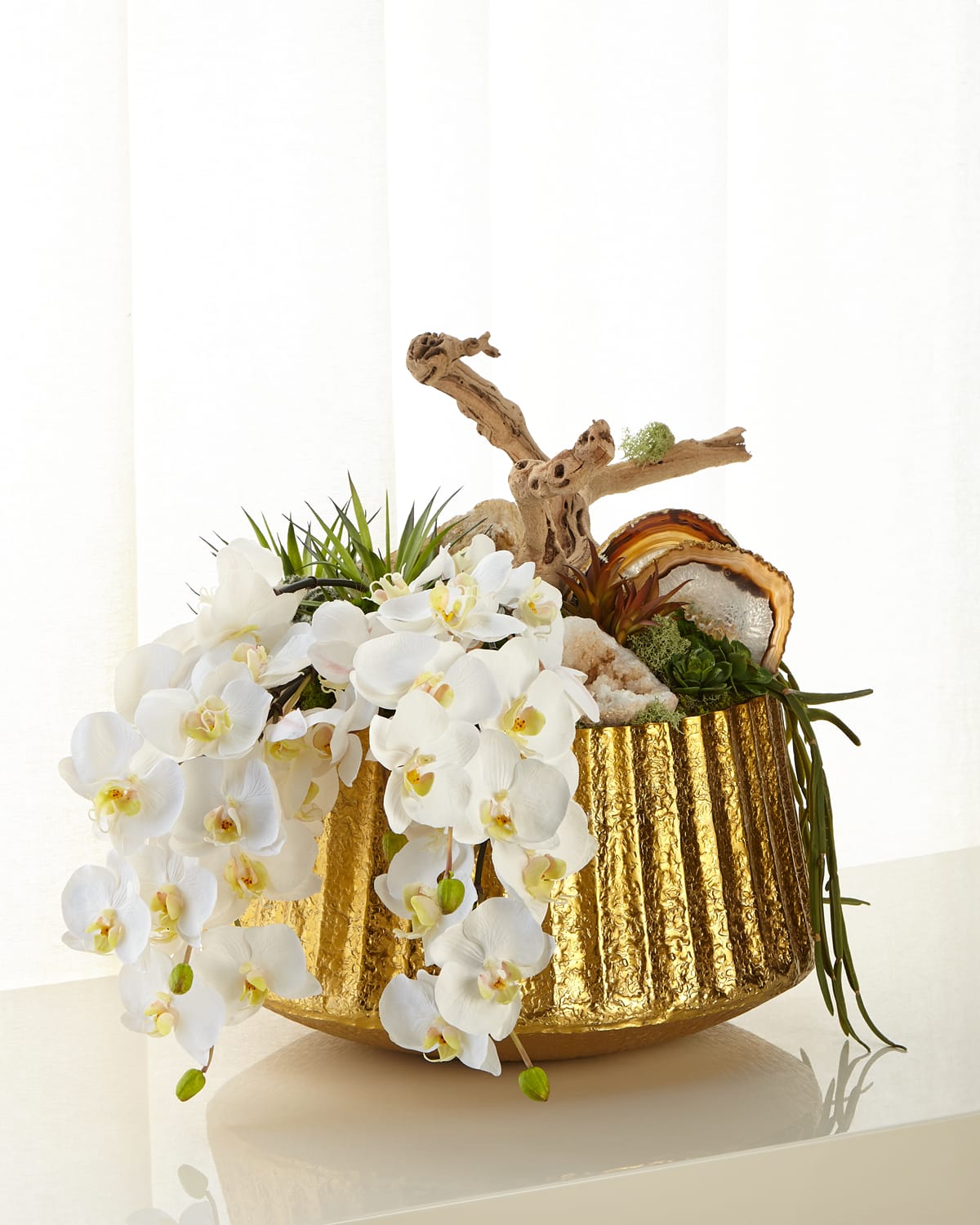 Shop T & C Floral Company Orchid In Etched Container In White/gold
