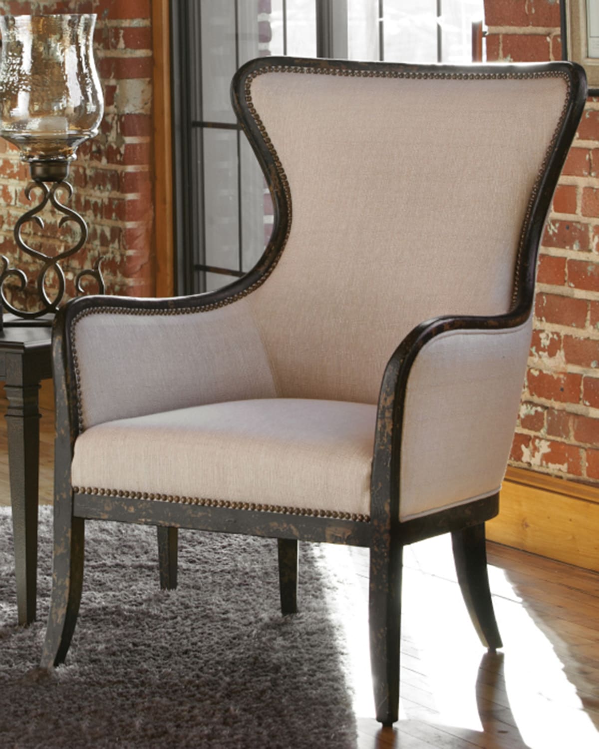 The Uttermost Co Sandy Wing Chair In Sandy White