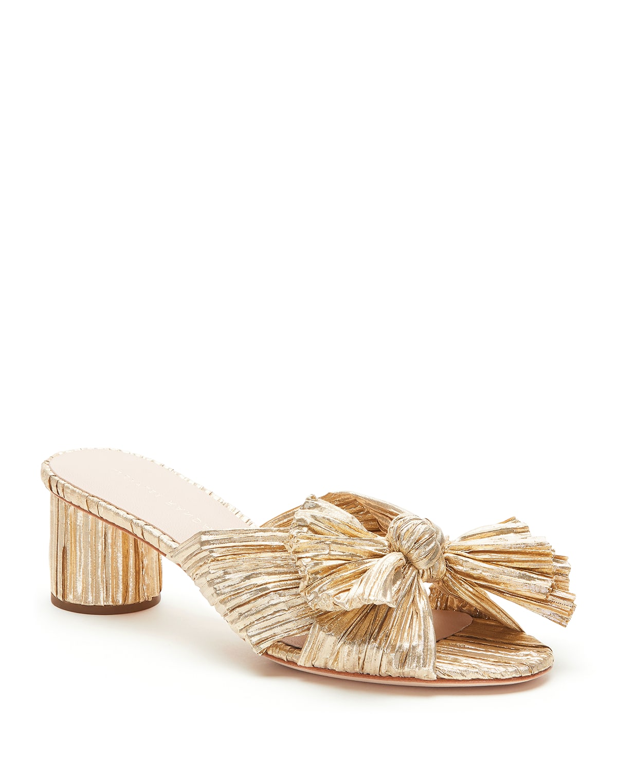 Shop Loeffler Randall Emilia Pleated Knot Slide Sandals In Gold