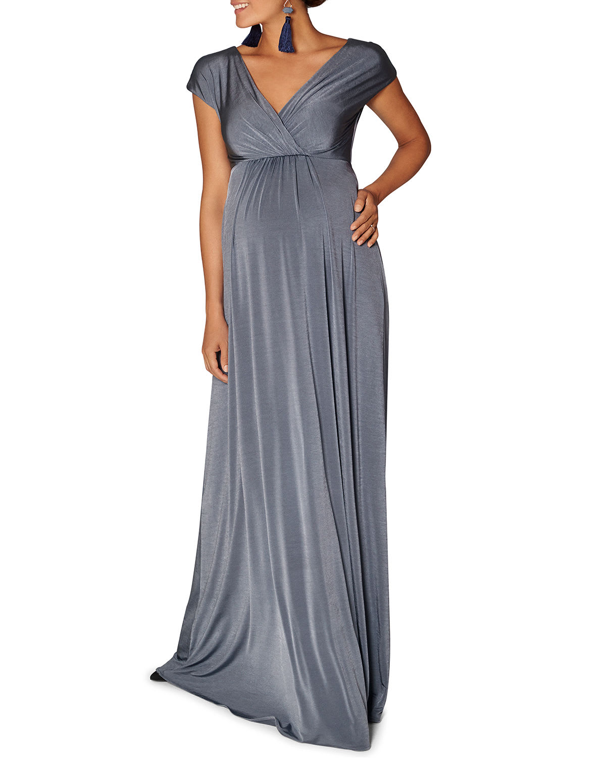 Shop Tiffany Rose Maternity Francesca Short-sleeve Maxi Dress In Slate