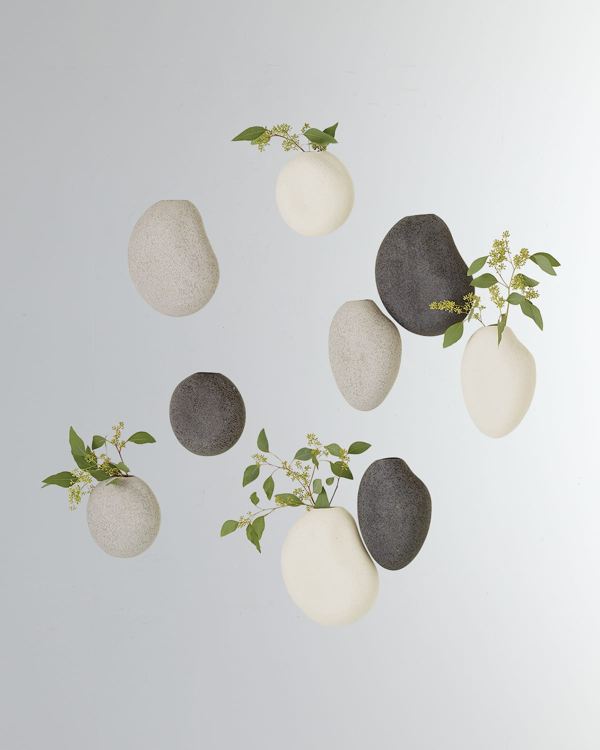 Shop Global Views Pebble Wall Vases, Set Of 3 In Silver
