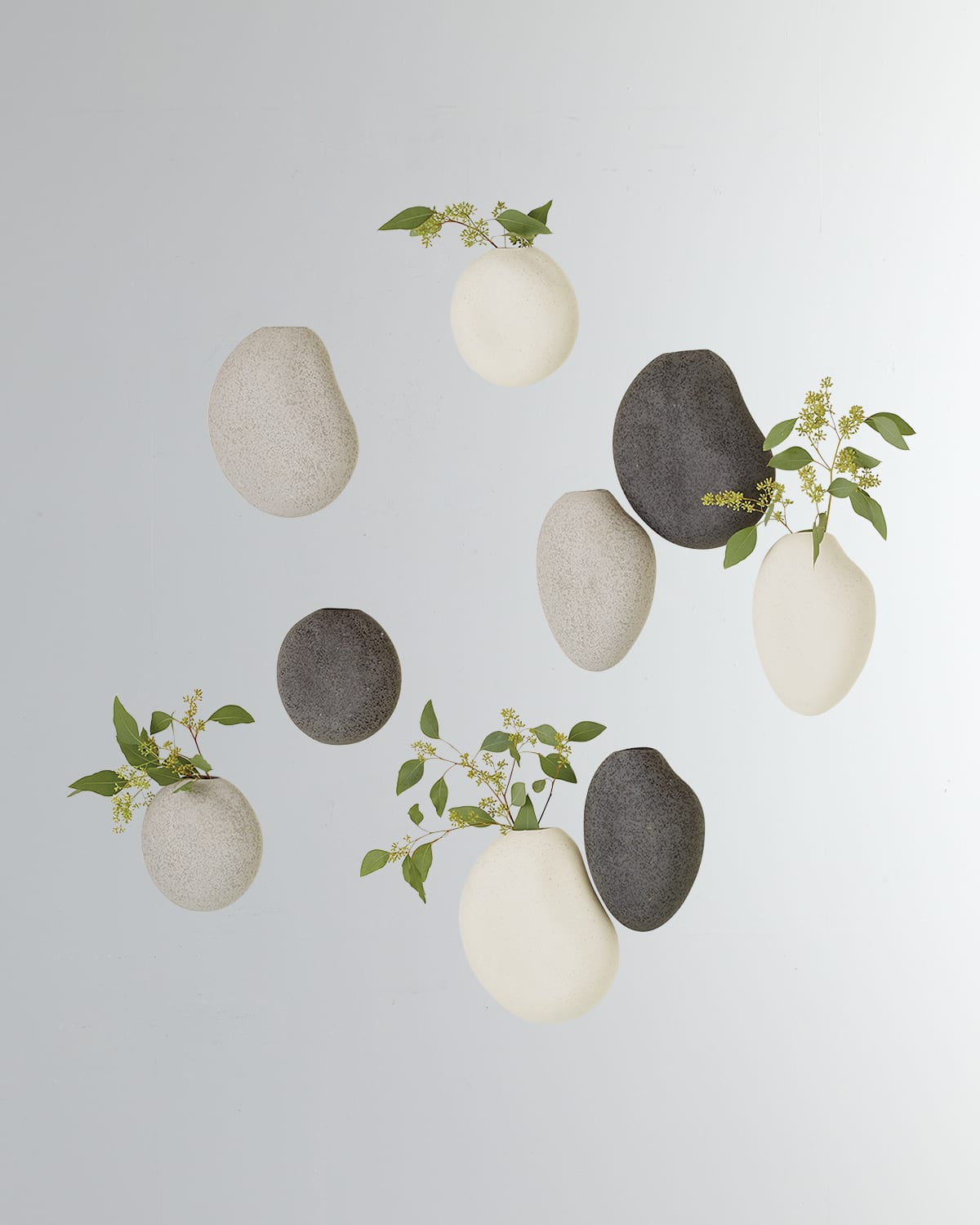 Global Views Pebble Wall Vases, Set Of 3 In White