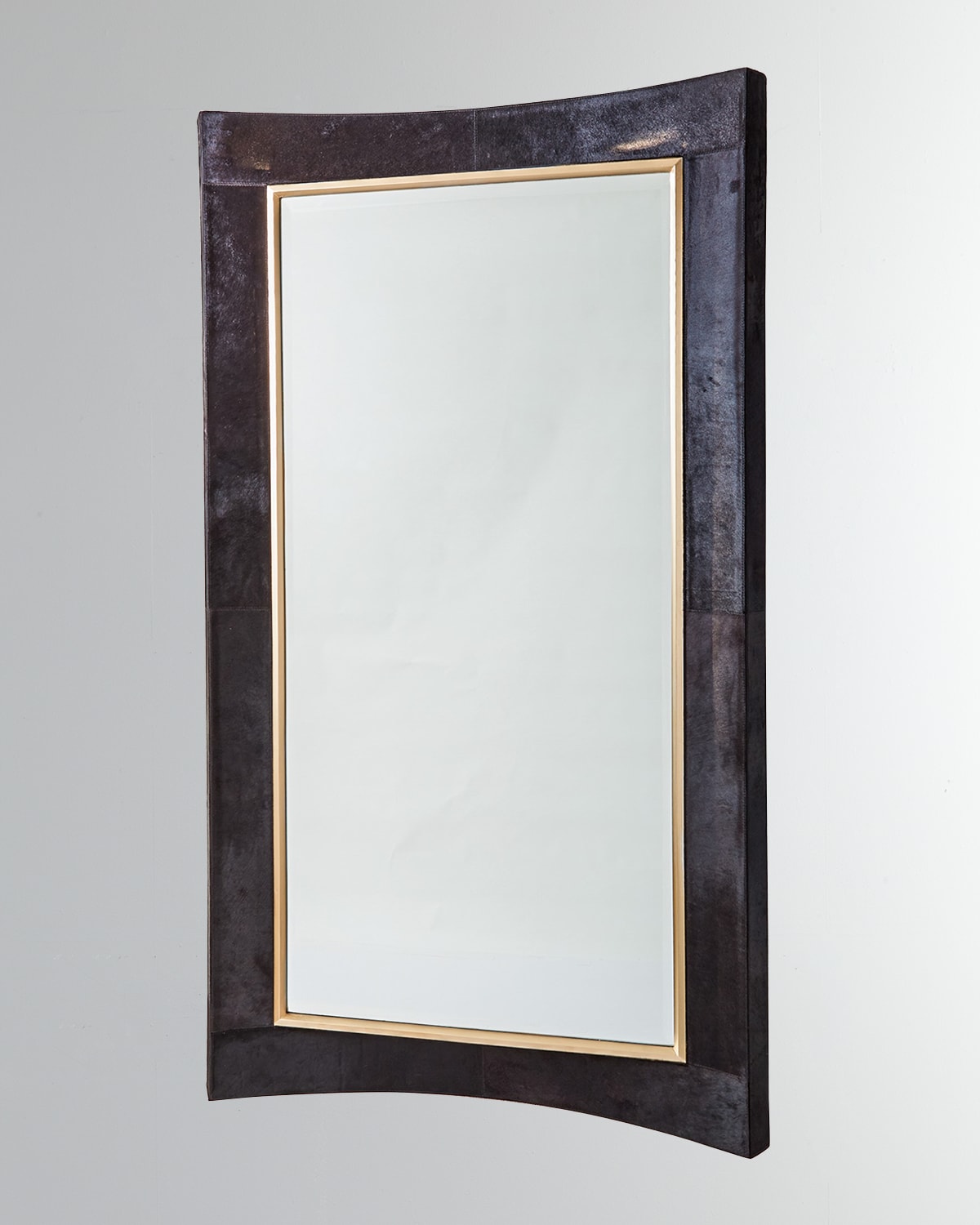 Global Views Curved Hairhide Mirror In Black