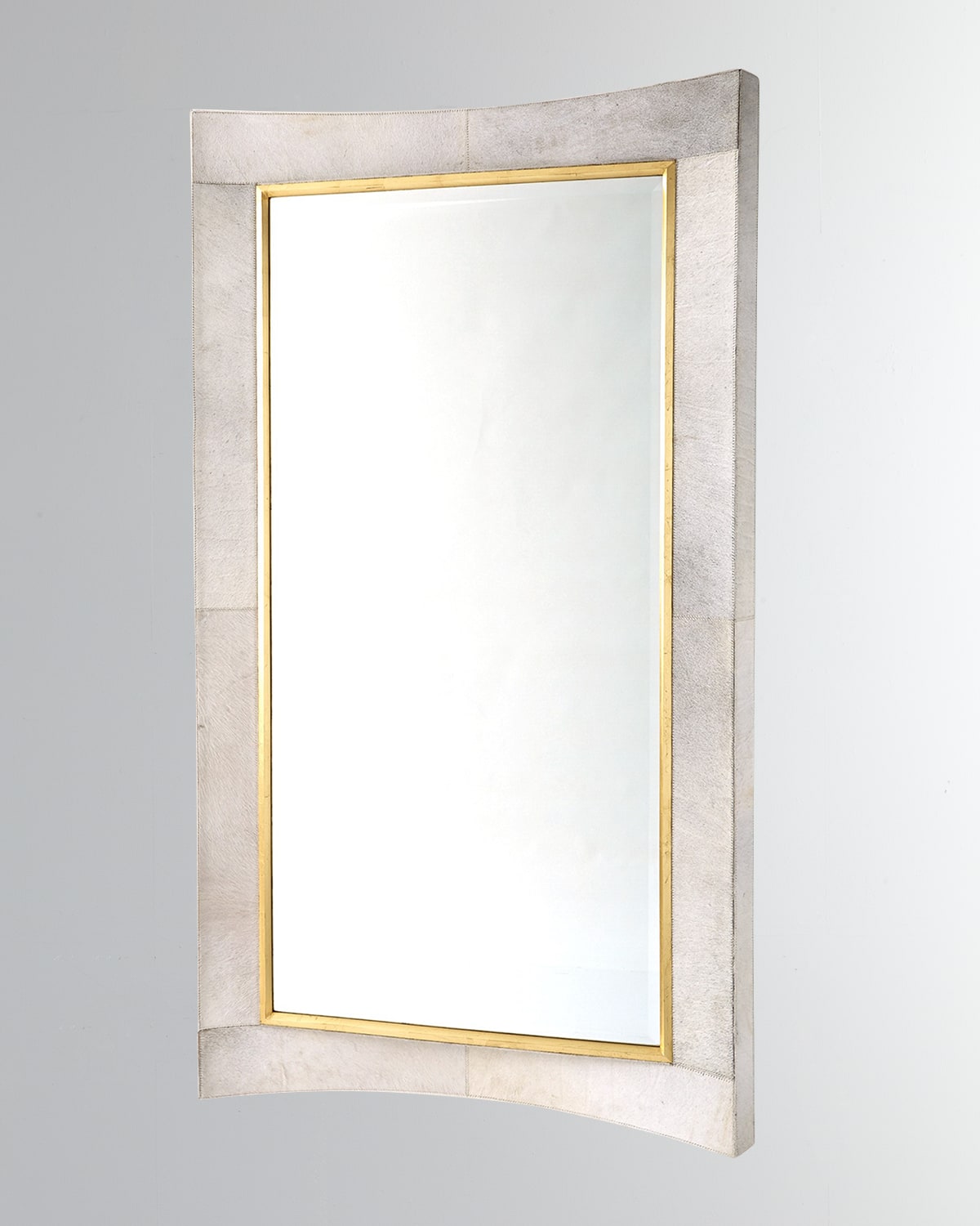 Global Views Curved Hairhide Mirror In White