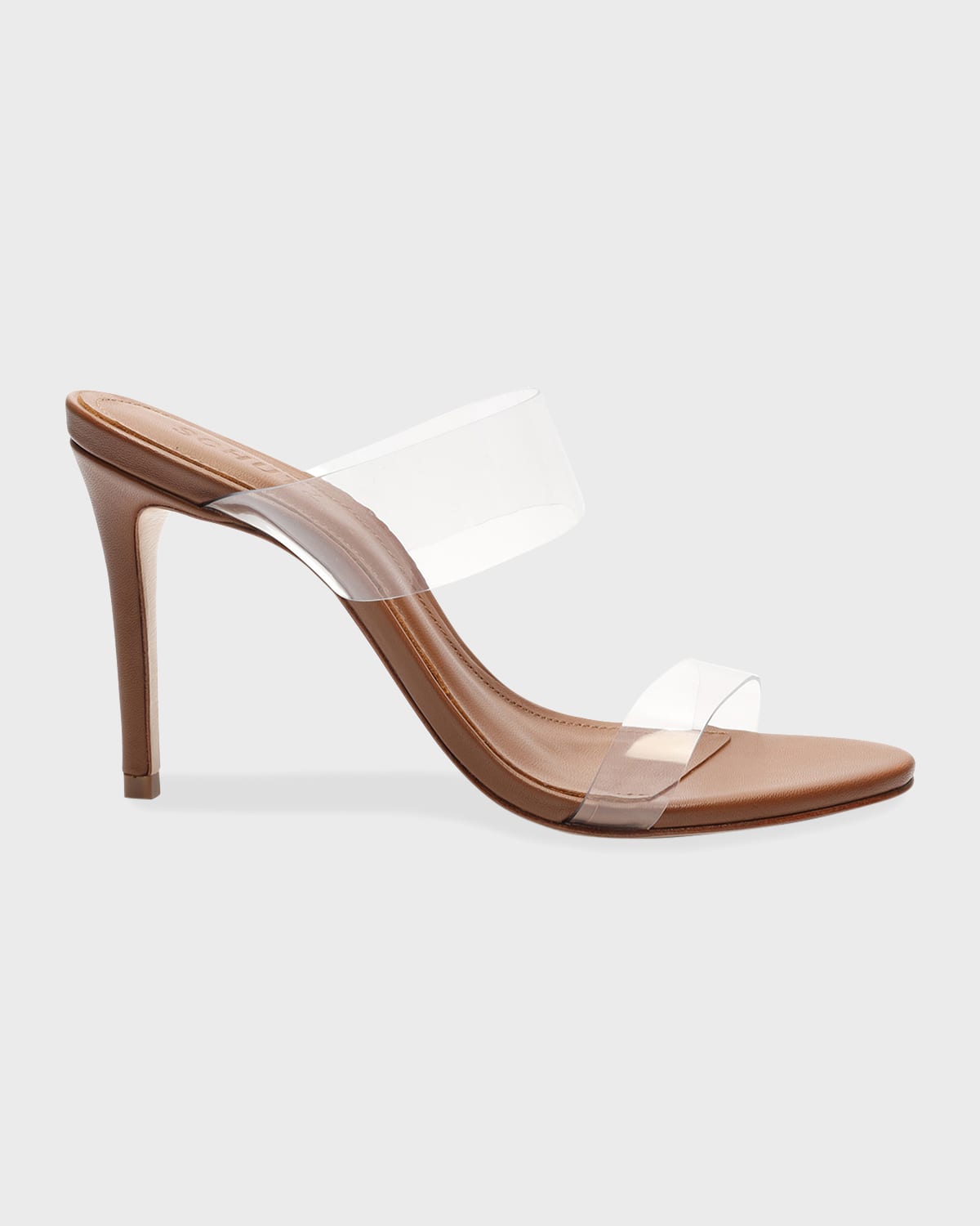 Ariella Strappy See-Through Vinyl Slide High-Heel Sandals