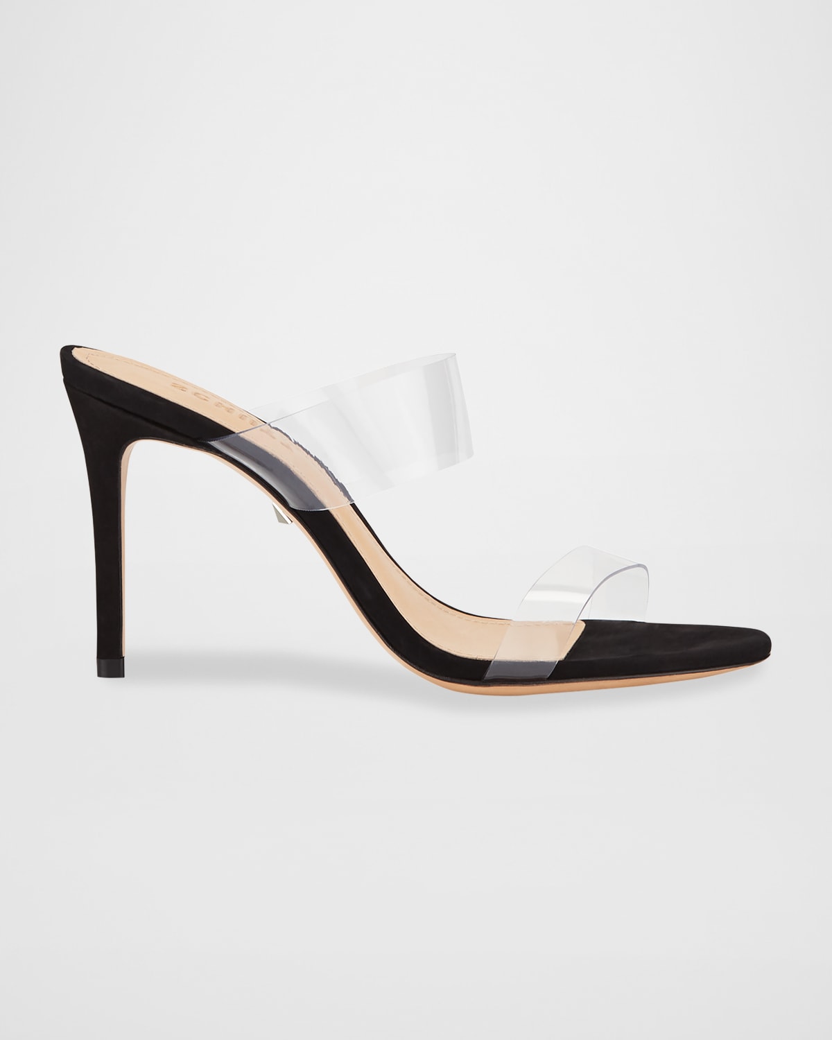 Schutz Ariella Strappy See-through Vinyl Slide High-heel Sandals In Black