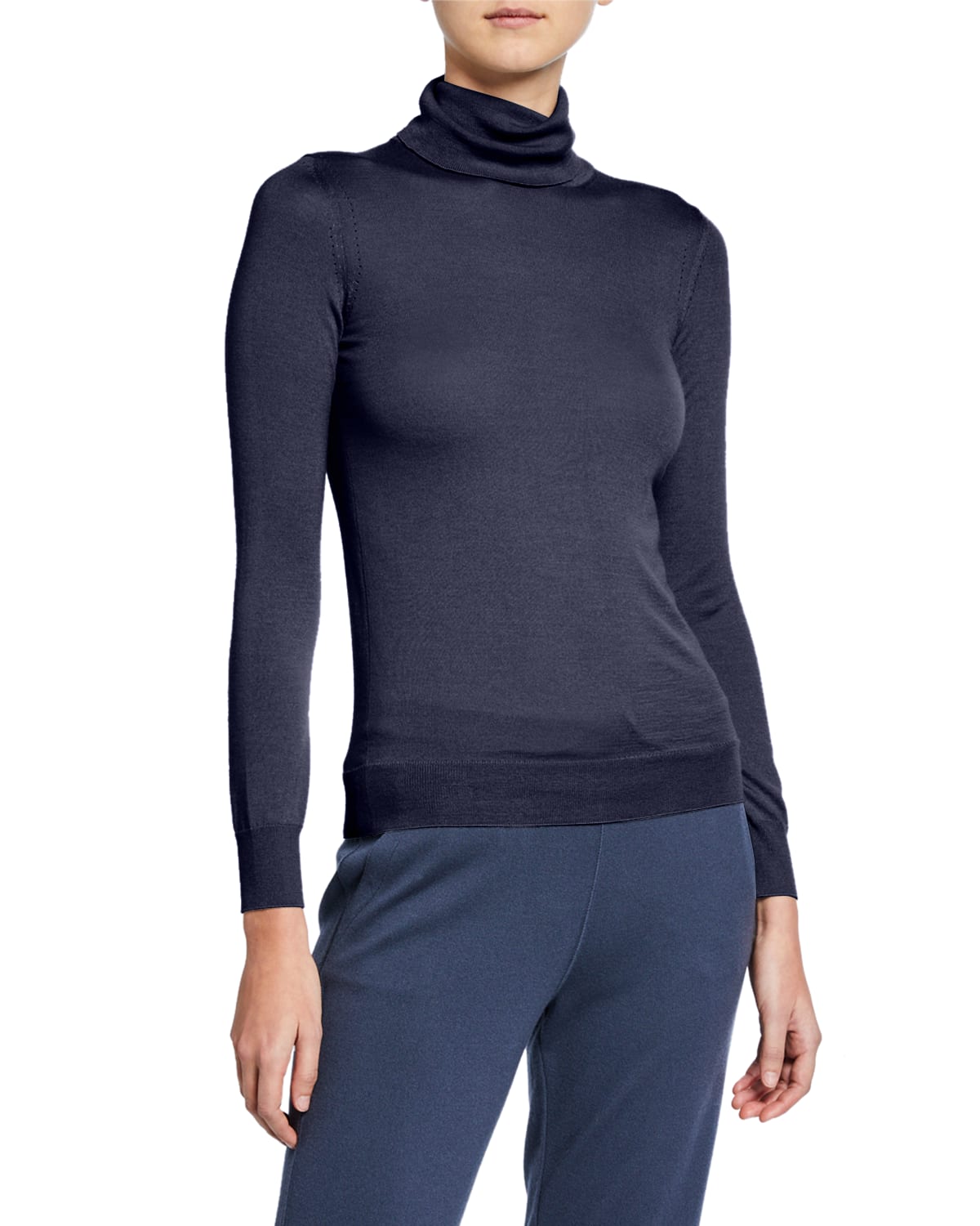 Shop Loro Piana Featherweight Cashmere Turtleneck Sweater In Navy