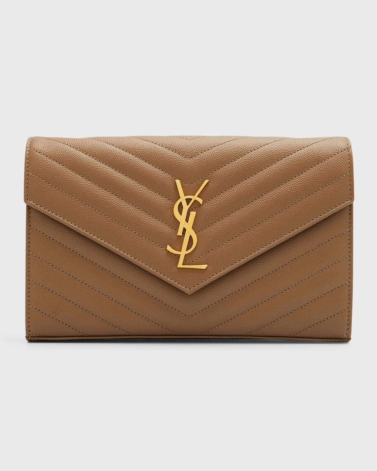 Large monogram quilted leather wallet on a chain top