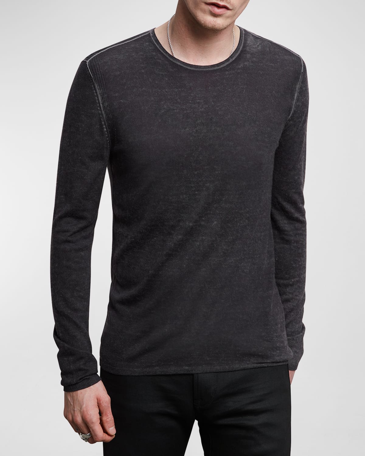 John Varvatos Men's Silk/cashmere Crewneck Sweatshirt In Medium Grey