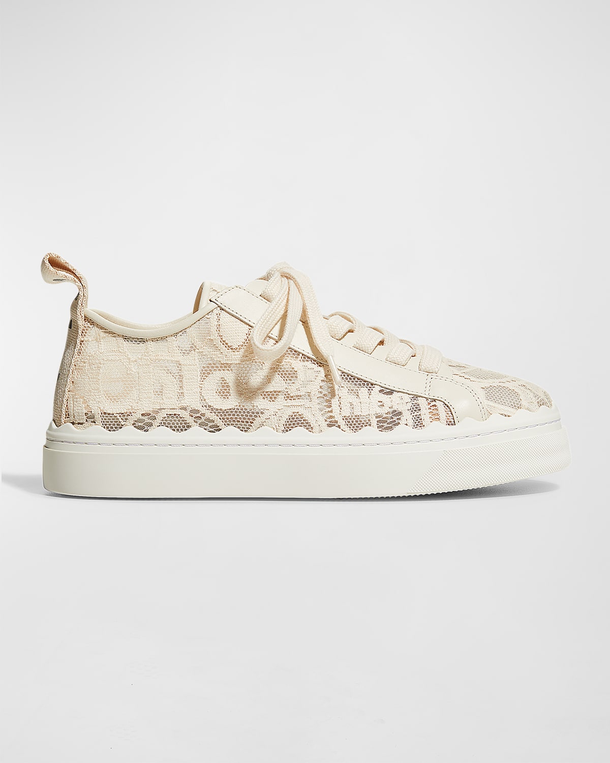 Shop Chloé Lauren Logo Lace Low-top Sneakers In Beige