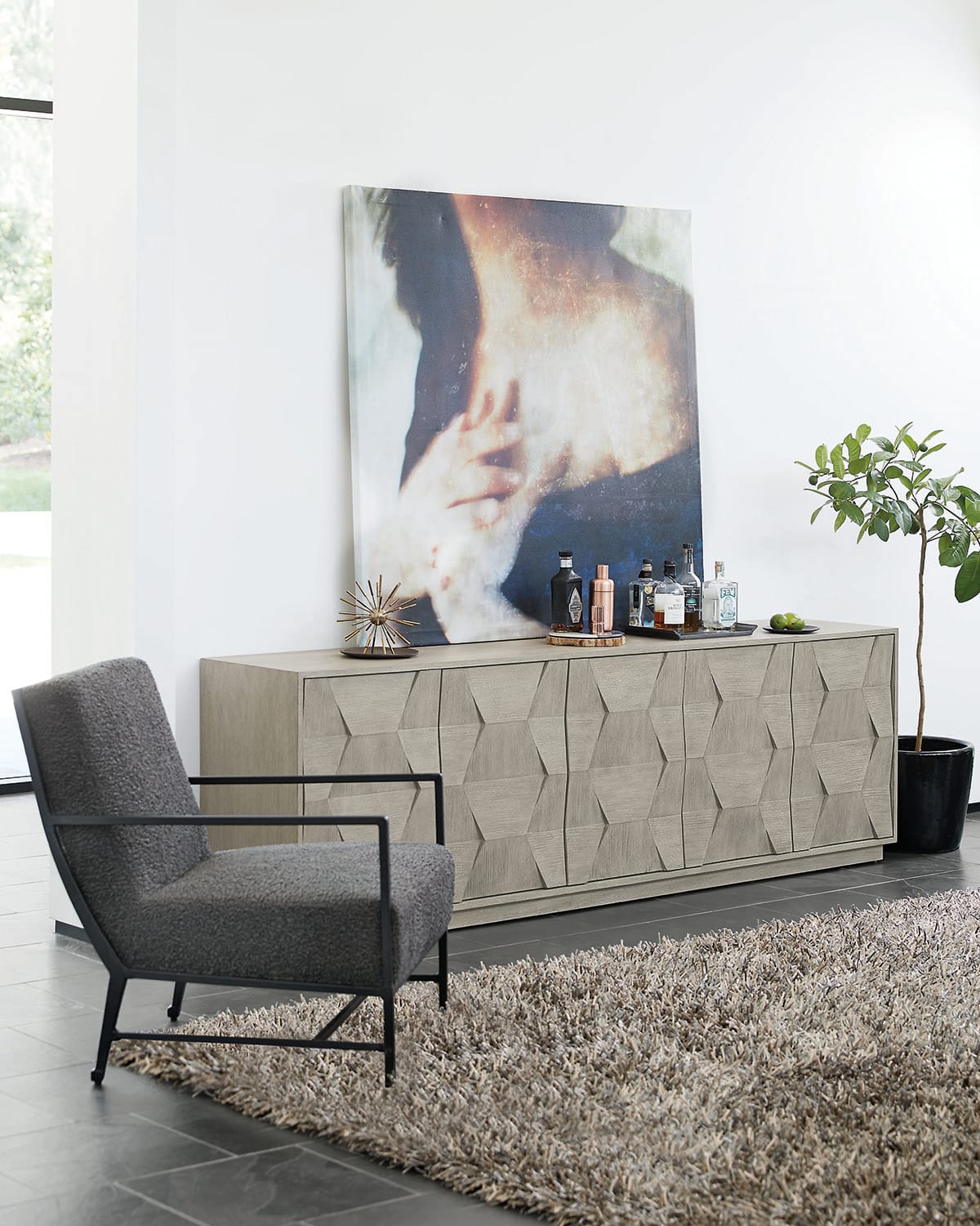 Bernhardt Linea Entertainment Console In Charcoal